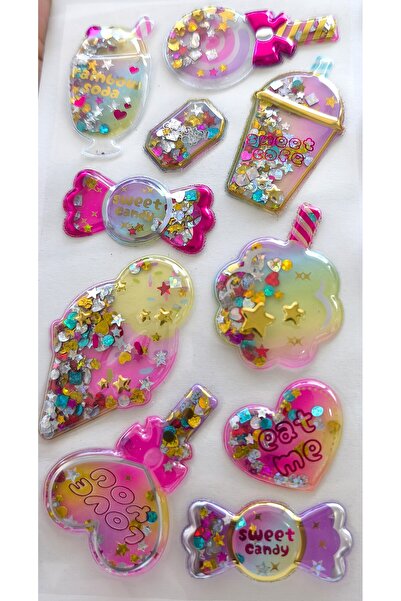 Pazar Kapısı Kabartmalı Yapışkanlı Sticker, Süs Dekor Işıltılı Parlak Simli