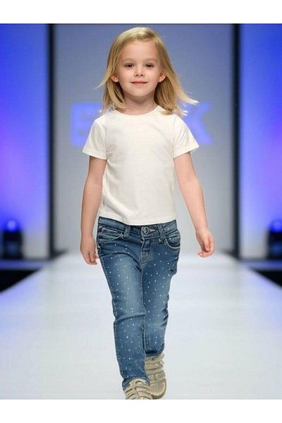 Zekids Baby Girl Stone Embroidered Stretchy Jeans