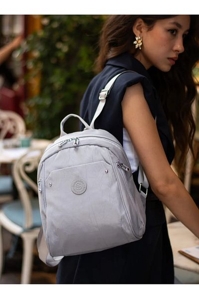 eflanmoda Sanmorris Waterproof Parachute Fabric Women's Backpack with 4 Eye Laptop Compartment