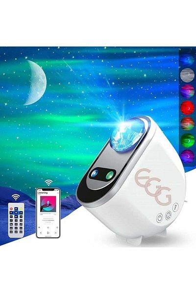 EGG Galaxy Aurora Projector 3 in 1 LED Northern Lights Star Projector with Bluetooth Speaker & White