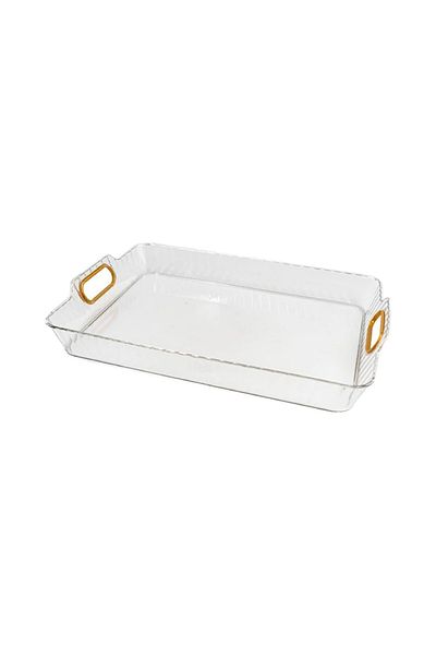rexa Rectangle Elegant Serving Trays with Golden Handle For Fruits and Drinks Serving (29 x 40)