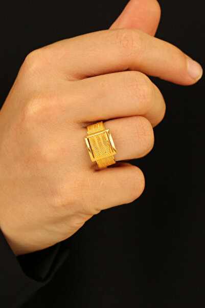 Çgk Çiğdem Gürel Kuyumculuk 14 Ayar Altın Kare Hasır Model Yüzük – Kadın, Gen...