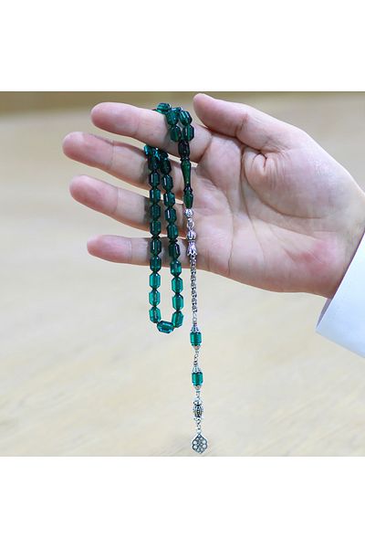 Tesbihane سبحة معدنية مطلية باللون الأزرق المائي والنار والعنبر