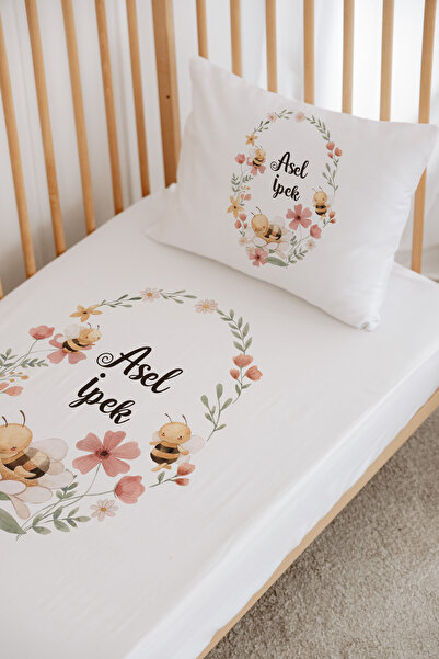 Messido %100 Pamuk Saten Kişiye Özel İsimli Park Yatak Nevresim Takımı 70x120 cm