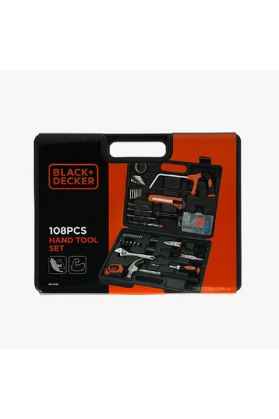 BLACK مجموعة أدوات يدوية مكونة من 108 قطعة باللونين الأسود والبرتقالي BMT108C