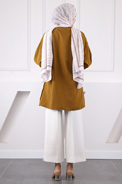 İmajButik Τουνίκ Modal με πλαϊνό δέσιμο Camel