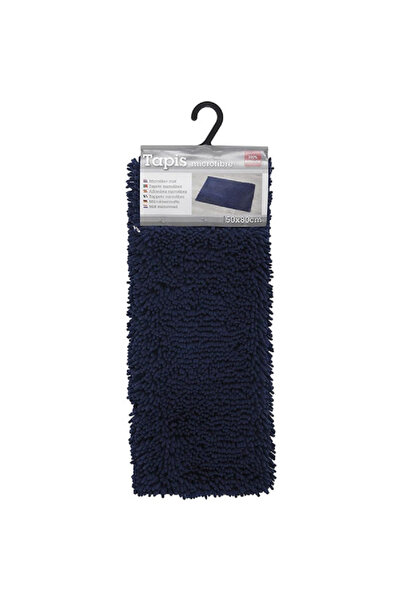 Tendance Anti-Slip Chenille Microfiber Bathroom Mat Navy Blue 50 x 80cm