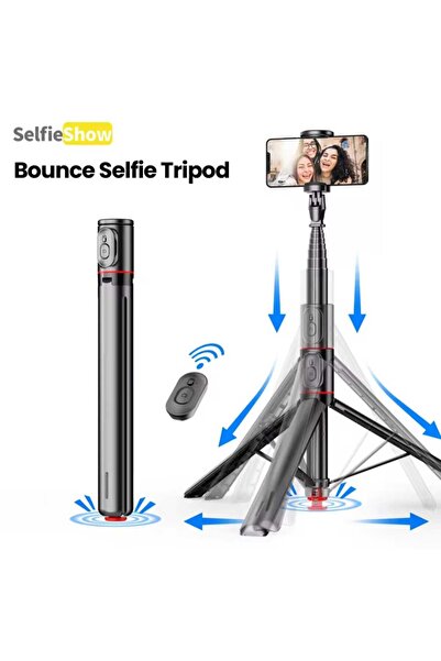 Asfal Otomatik Açılabilen, Uzaktan Kumandalı, 177 cm Tripod, Taşınabilir, Katlanan Alüminyum Selfie Çubuğu