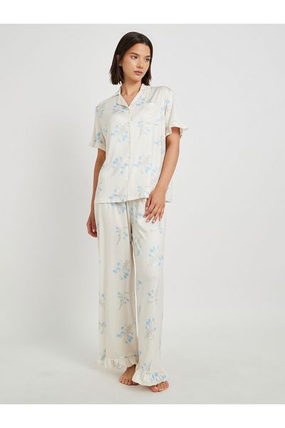 Styli All Over Floral Printed Short Sleeve Shirt and Pyjama Set