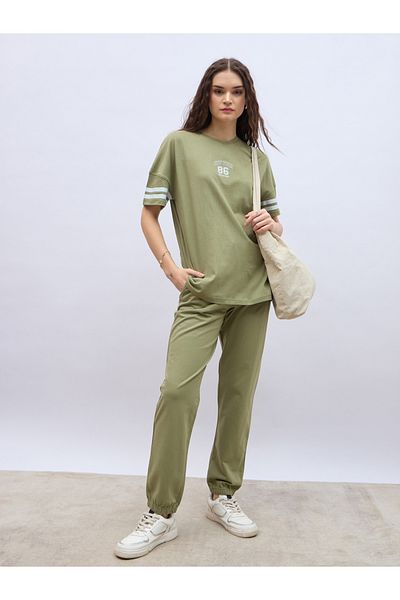 Styli Slogan Print Oversized T-Shirt and Joggers Co-Ords