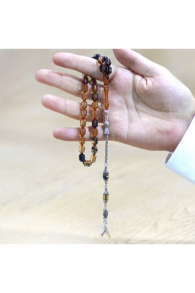 Tesbihane سبحة معدنية مانعة للتلطيخ على شكل شرابة ألبانية، كبسولة مقطوعة باللون الأزرق والأبيض والنار والعنبر