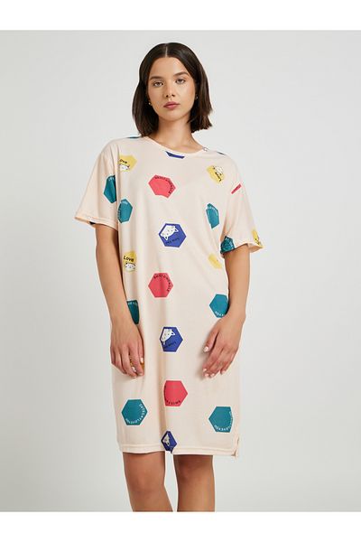 Styli All-Over Printed Short Sleeve Sleep T-Shirt