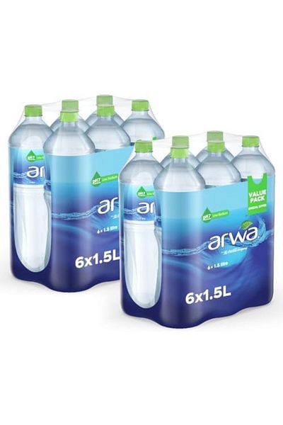 ARWA Water PET 1.5L, Pack of 12 (2x6Pack)
