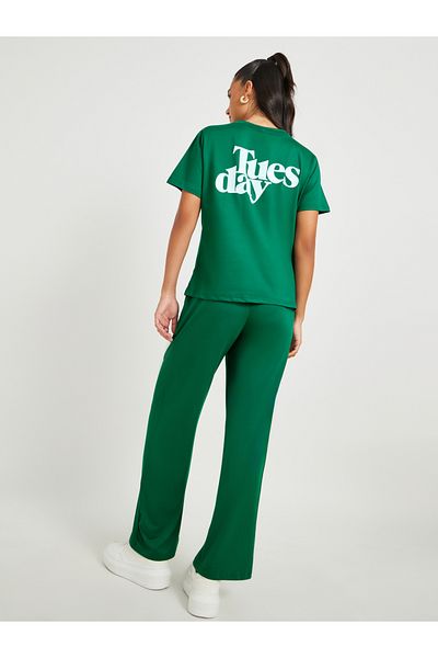 Styli Text Print Back Short Sleeve T-Shirt and Joggers Co-Ords