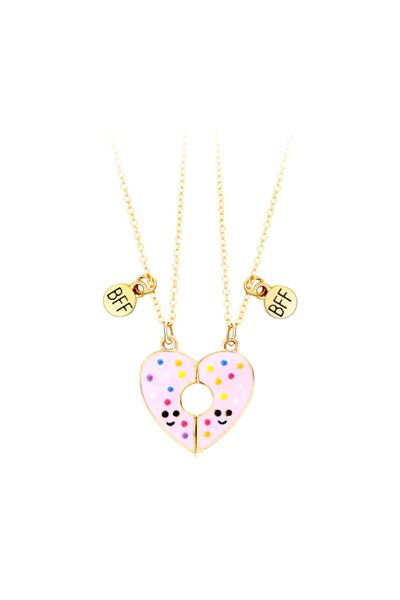 Tessero Set of two magnetic necklaces for friends, BFF, donut-shaped, unisex, golden