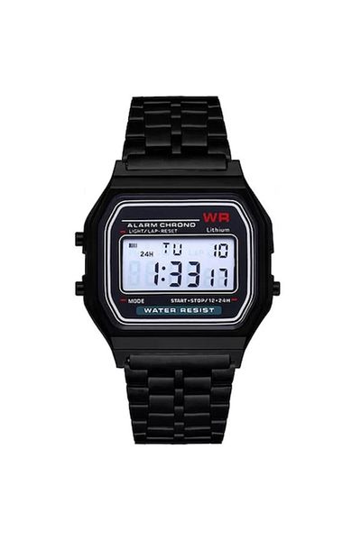 Tessero - Ceas de mână digital, cronograf, model retro vintage, brățară metalică, unisex, mecanism cu cuarț
