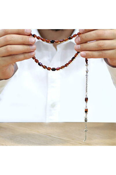 Tesbihane Kararmaz Metal Arnavut Püsküllü Uçlu Kapsül Kesim Sarı Siyah Ateş Kehribar Tesbih