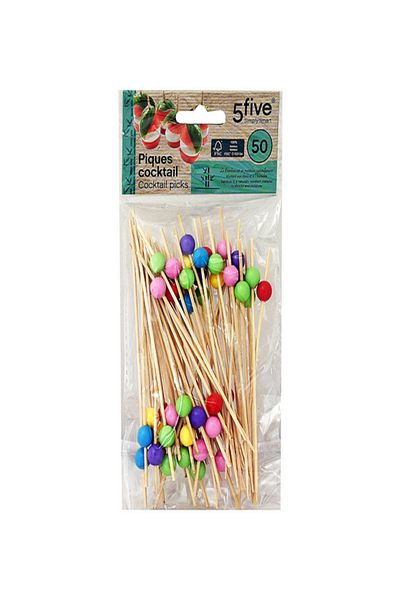 Five Simply Smart 50-Piece Assorted Design Fancy Bamboo Cocktail Picks