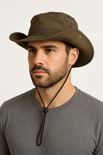 CosmoOutlet Summer Foldable 100% Cotton Khaki Color Men's Safari Hat