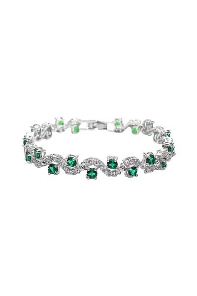 Tessero Bratara de dama cu pietre din zirconiu si cristale cu efect de Sapphire, placat cu argint, Tessero,