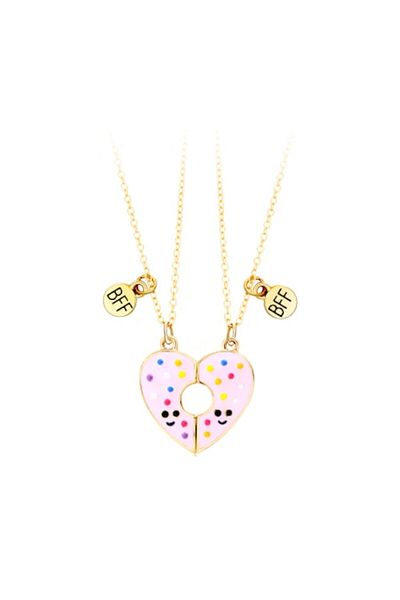 Tessero Set of two magnetic necklaces for friends, BFF, donut-shaped, unisex, golden