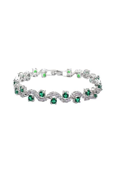 Tessero Bratara de dama cu pietre din zirconiu si cristale cu efect de Sapphire, placat cu argint, Tessero,