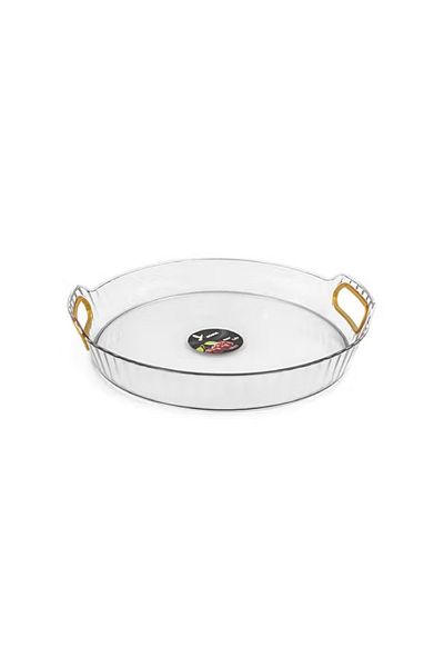 rexa Clear Acrylic Serving Tray with Gold Handle, Decorative Tray 38 x 38