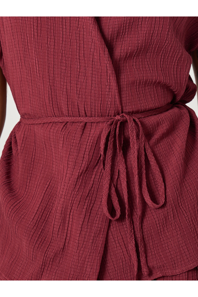 Styli Textured Wrap Tie-Up Top and Pants Co-Ords