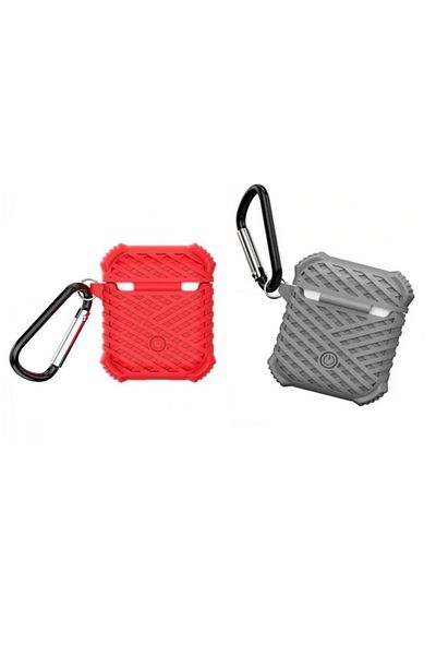 Generic Casual Silicone AirPods Protective Case Cover with 2-Piece Safety Ring