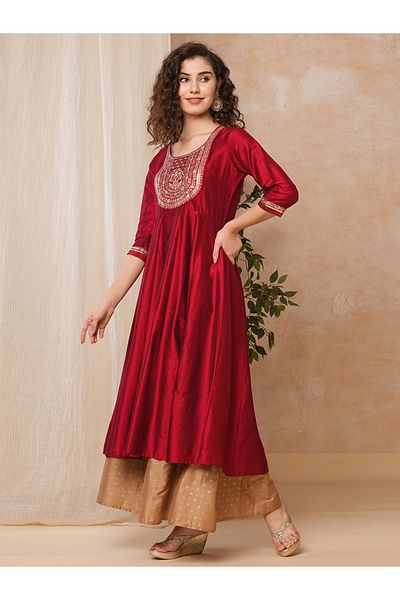 Globus By Styli Embroidered Pleated Yoke Anarkali Kurta