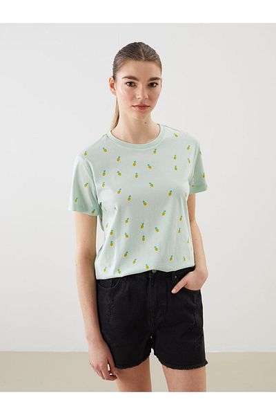 LC Waikiki Women's 100% Cotton Circle Neck Printed T-Shirt