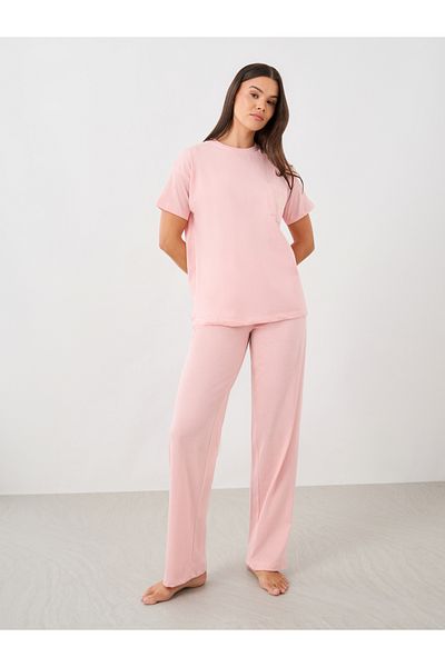 Styli Beach Graphic Pocket Dropped Shoulder T-Shirt and Straight Pyjama Set