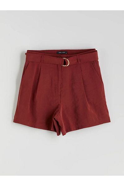 LC Waikiki Lcw Vision Burgundy Waist Belt Modal Blend Women's Shorts