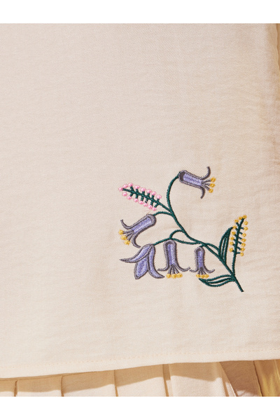 Styli Embroidered Detail Round Neck Top and Skirts Co-Ords