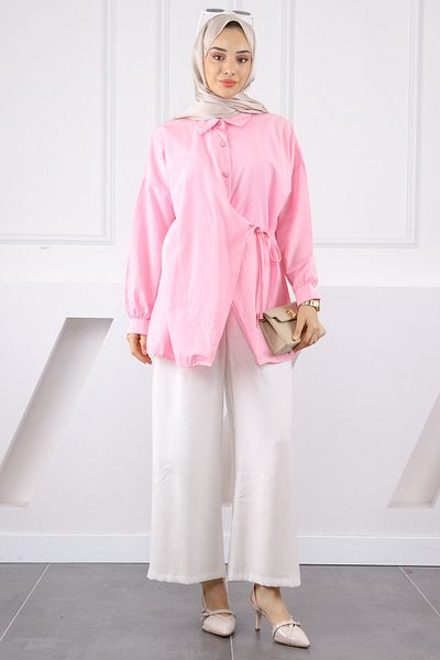 İmajButik Pink Side Tie Modal Tunic