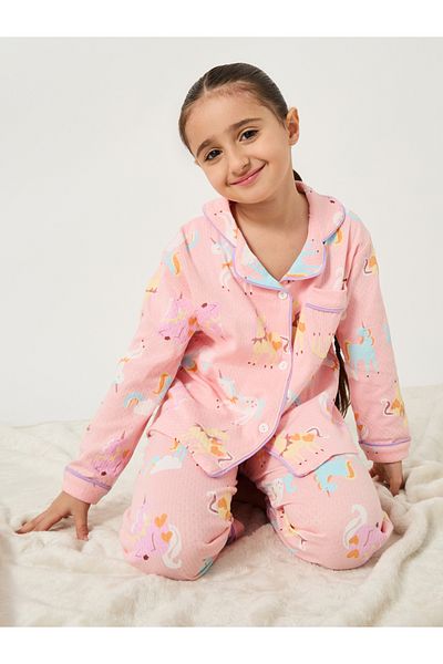 Styli All-Over Unicorn Print Long Sleeve Shirt and Pyjama Set