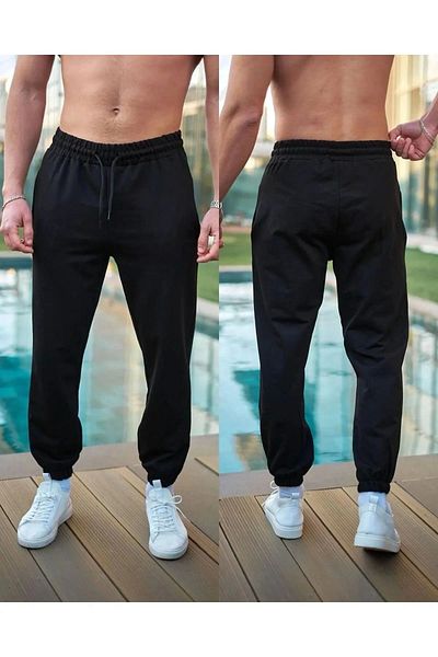 LC Waikiki New Season Black Elastic Waist Plain Jogger Summer Sweatpants Relaxed Fit