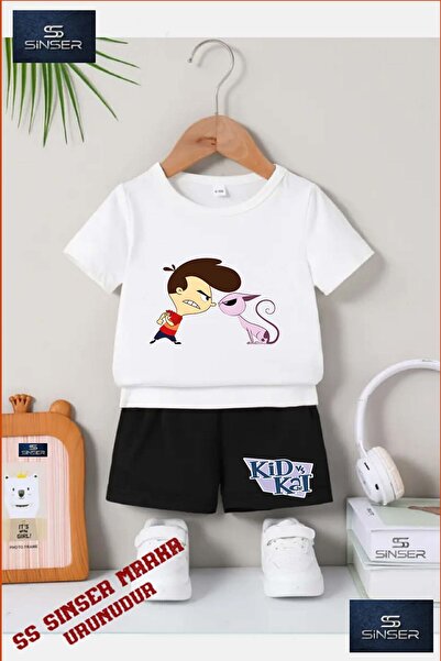 SS SİNSER Children's Unisex “Kid Cat Kidkat“ Special Printed Crew Neck T-Shir...