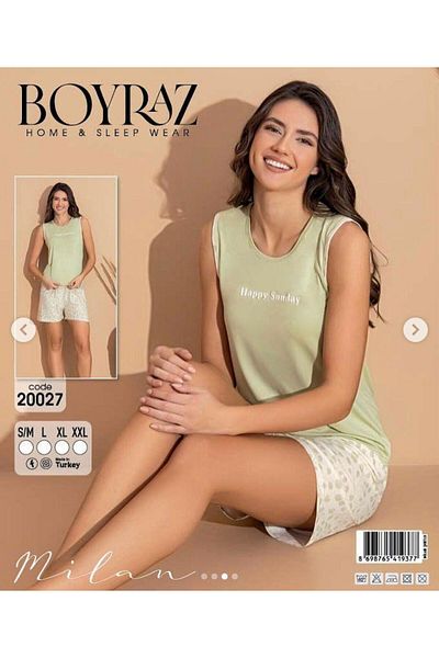 BOYRAZ Stylish Wind Green and Pattern Shorts Pajama
