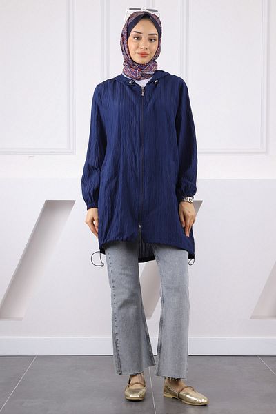 İmajButik Καπάκι με φερμουάρ με κουκούλα Navy Blue