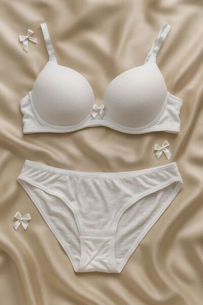 CLADİS Breathable Stretchy Combed Cotton Push-Up Bra & Panty Set