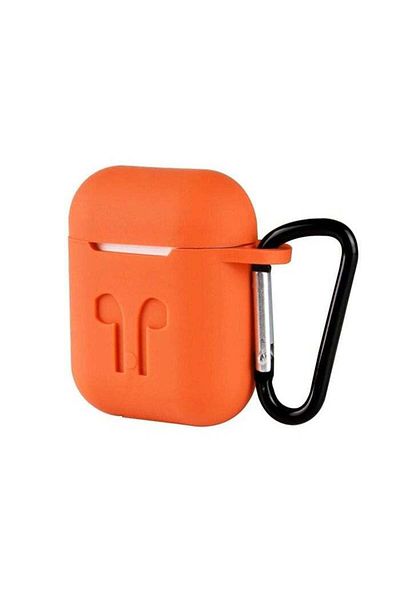 Generic 2-Piece Shockproof Protective Case Cover for AirPods Silicone with Safety Ring Orange