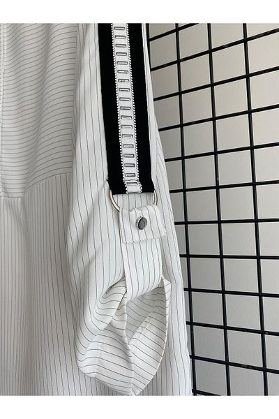 Armine TREND New Season Striped Sleeves Foldable Shirt Collar Tunic