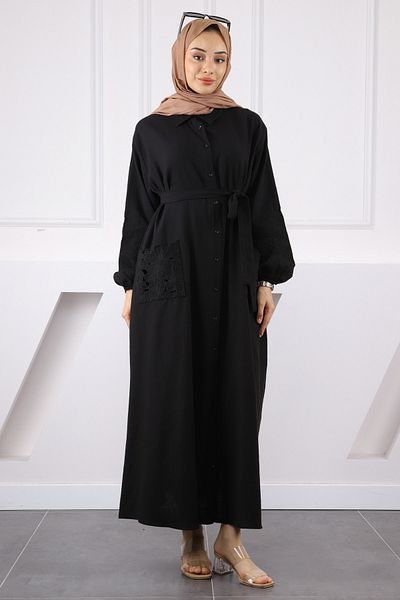 İmajButik Φόρεμα με κέντημα λουλουδιών με μαύρη τσέπη