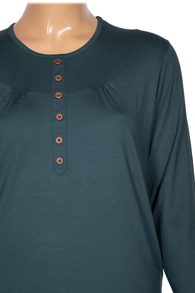 Pıtırcık Cimariva Women's Arsu Plus Size Robe Ornamental Button Dark Turquoise Blouse
