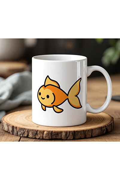 BB TRADE Fish Design White Ceramic Printed Mug 330ml