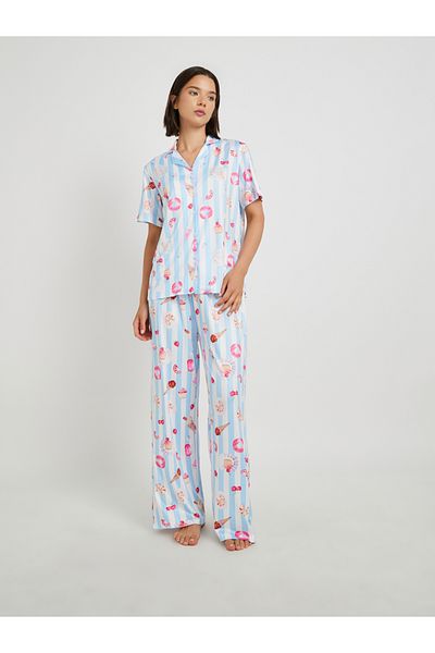 Styli All Over Printed Short Sleeve Shirt and Pyjama Set
