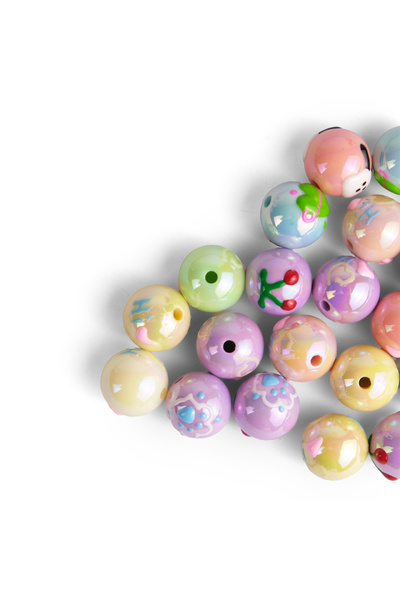 Prestij Boncuk خرز بلاستيك دائري لامع منقوش 5 قطع