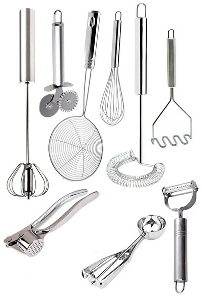 Assess Home 9 قطع فاخرة من أدوات تقديم المطبخ العملية المصنوعة من الفولاذ الم...