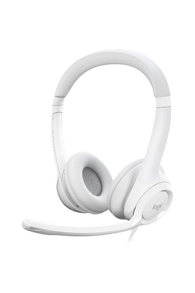 logitech H390 On-Ear Headphones Noise Cancelling Microphone Wired USB Rotating Microphone White